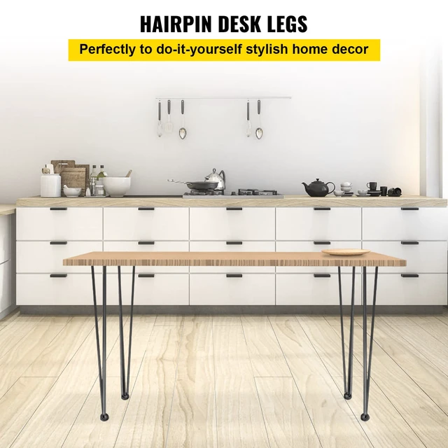 Alt view image 2 of 7 - Hairpin Table Legs 28" Black Set of 4 Desk Legs 880lbs Load Capacity (Each 220lbs) Hairpin Desk Legs 3 Rods for Bench Desk Dining End Table Chairs Carbon Steel DIY Heavy Duty Furniture Legs