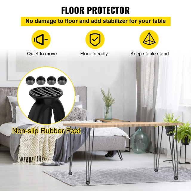 Alt view image 5 of 7 - Hairpin Table Legs 28" Black Set of 4 Desk Legs 880lbs Load Capacity (Each 220lbs) Hairpin Desk Legs 3 Rods for Bench Desk Dining End Table Chairs Carbon Steel DIY Heavy Duty Furniture Legs