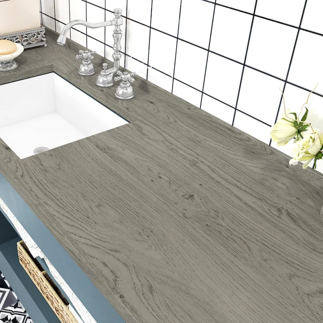 Alt view image 4 of 7 - Light Brown Wood Look Contact Paper Self Adhesive Wooden Wallpaper Peel and Stick Countertops Wood Grain Contact Paper for Kitchen Cabinet and Drawers Removable Wooden Vinyl Wrap 15.8" x 393"