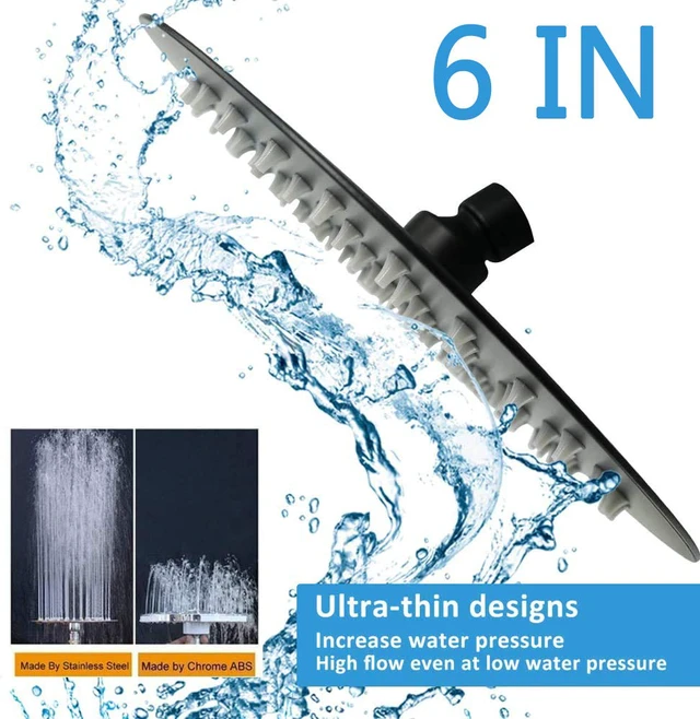 Alt view image 4 of 6 - Rain Shower Head, Ultra-Thin Design-Pressure Boosting, Awesome Some Experience, High Flow Stainless Steel Rainfall Head (6 Inch,Matte Black)