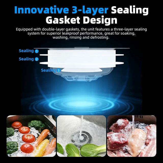 Alt view image 3 of 7 - 3 in 1 Kitchen Sink Drain Strainer, Stainless Steel Pop Up Stopper Larger & Deeper Anti-Clogging Basket, 3-Layer Seal, Detachable Sink Drain Plug for US Standard 3-1/2" Drain, Matte Black