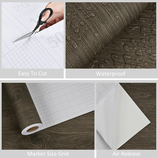 Alt view image 6 of 7 - Brown Wood Contact Paper for Countertops Waterproof Wood Wallpaper Peel and Stick Wood Grain Contact Paper for Table Desk Cabinets and Drawers Kitchen Countertop Peel and Stick 15.8" x 393"