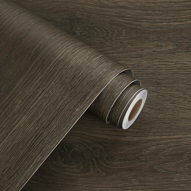 Alt view image 7 of 7 - Brown Wood Contact Paper for Countertops Waterproof Wood Wallpaper Peel and Stick Wood Grain Contact Paper for Table Desk Cabinets and Drawers Kitchen Countertop Peel and Stick 15.8" x 393"