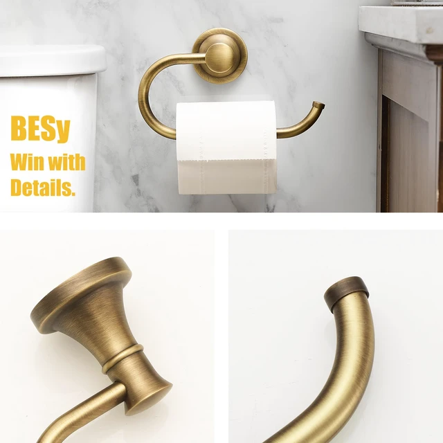 Alt view image 3 of 7 - Toilet Paper Holder Wall Mounted Bathroom Tissue Holder Antique Brass Pivoting Tissue Roll Holder, High Quality Stainless Steel Hand Towel Ring Rustproof, Bathroom Accessories,Toilet Storage