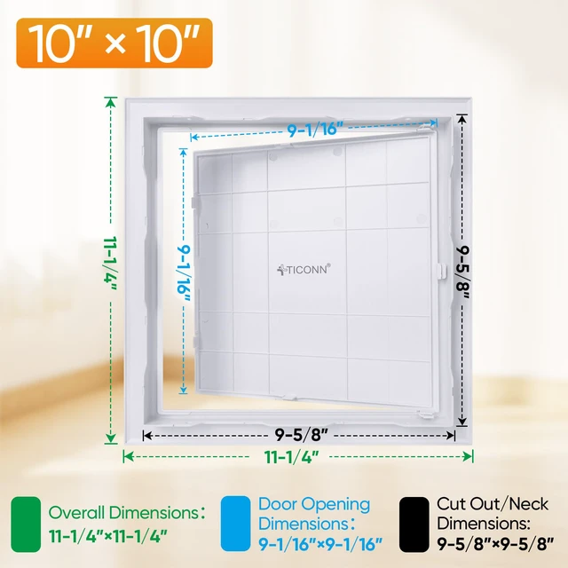Alt view image 2 of 7 - 10" x 10" Access Panel for Drywall, ABS Wall Hole Cover, Access Door Durable ABS, Impact & UV Resistant, Paintable Textured Surface, Screw or Adhesive Mounting, for Plumbing, Wires, Cables