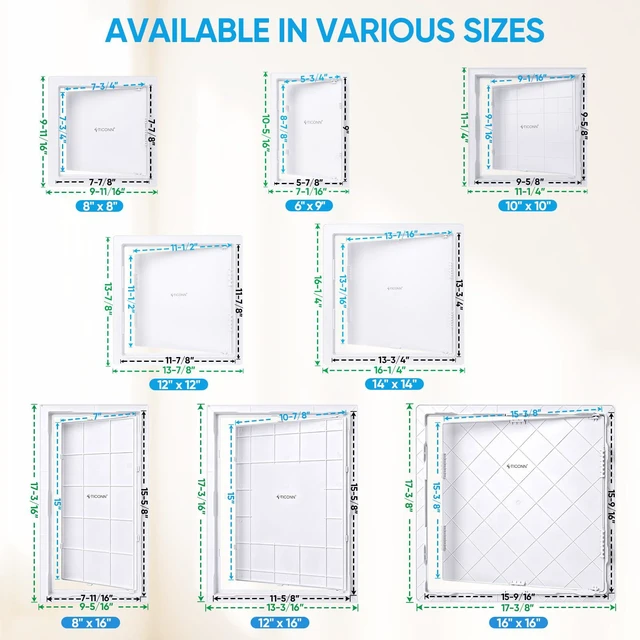 Alt view image 5 of 7 - 12" x 16" Access Panel for Drywall, ABS Wall Hole Cover, Access Door Durable ABS, Impact & UV Resistant, Paintable Textured Surface, Screw or Adhesive Mounting, for Plumbing, Wires, Cables