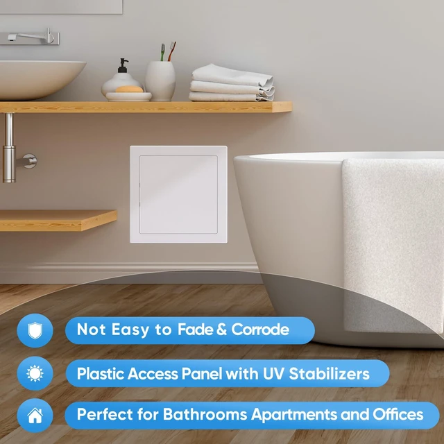 Alt view image 7 of 7 - 12" x 16" Access Panel for Drywall, ABS Wall Hole Cover, Access Door Durable ABS, Impact & UV Resistant, Paintable Textured Surface, Screw or Adhesive Mounting, for Plumbing, Wires, Cables
