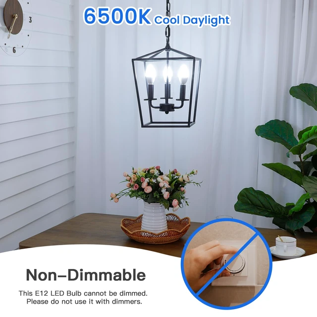 Alt view image 4 of 7 - LED E12 Candelabra Light Bulbs 60W Equivalent, 6W B11 Candle Base, 600 Lumen Chandelier Bulb, Cool Daylight White 6500K, Non-Dimmable, Pack of 6