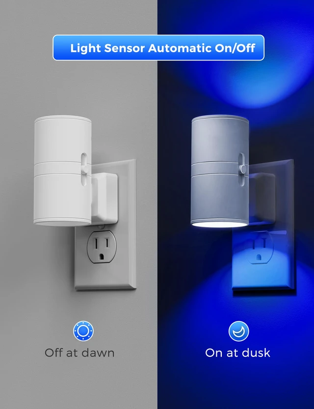 Alt view image 3 of 7 - Night Light, Calm Blue Night Lights Plug into Wall,Light Sensor Dimmable Night Light, Blue Nightlights for Home Decor Party Holiday, Bedroom Hallway, Bluey Bathroom Decor, 2 Pack
