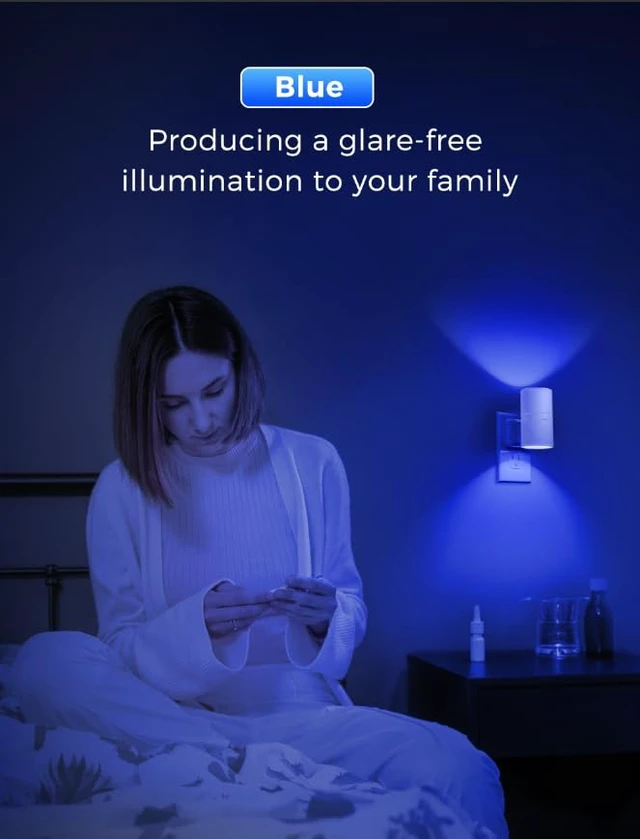 Alt view image 6 of 7 - Night Light, Calm Blue Night Lights Plug into Wall,Light Sensor Dimmable Night Light, Blue Nightlights for Home Decor Party Holiday, Bedroom Hallway, Bluey Bathroom Decor, 2 Pack