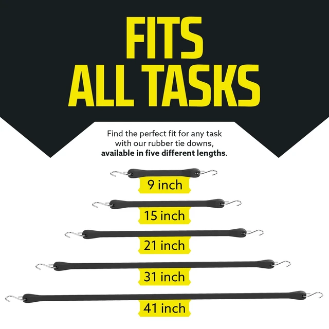 Alt view image 5 of 7 - Pack of 50 Tarp Straps for Flatbed Trailers, 9" Long Natural Rubber Bungee Cord Tie-Downs Ideal for Securing Tarps, Canvases, Cargo in Cold Climates | Tie-Downs w/ Metal S-Hooks