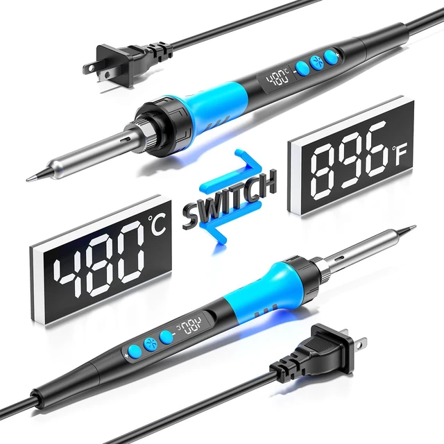 Alt view image 2 of 7 - Soldering Iron Kit, 90W 110V LCD digital soldering gun12-in-1 Soldering Iron Kit ToolTemperature adjustable from 180-480°C5 soldering tipssoldering wiresoldering pastesoldering pump