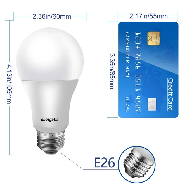 Alt view image 2 of 7 - Energetic 24 Pack A19 LED Light Bulb, 40 Watt Equivalent Warm White 3000K, E26 Standard Base, ETL Listed, Non-Dimmable LED Light Bulb