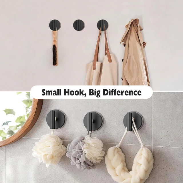 Alt view image 5 of 7 - Suction Cup Hooks for Shower, Shower Hooks for Inside Shower, No Drill Towel Hooks for Bathroom, Removable Suction Hooks for Glass, Mirror, Tile, Waterproof, Rustproof Black (4 Pack)