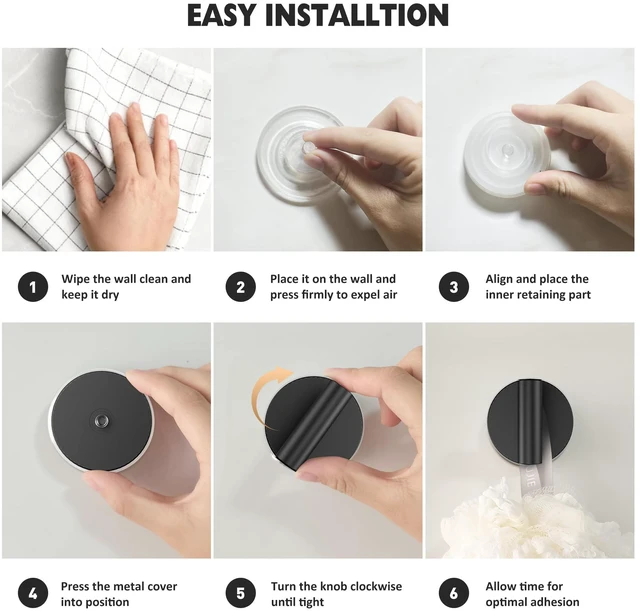 Alt view image 7 of 7 - Suction Cup Hooks for Shower, Shower Hooks for Inside Shower, No Drill Towel Hooks for Bathroom, Removable Suction Hooks for Glass, Mirror, Tile, Waterproof, Rustproof Black (4 Pack)
