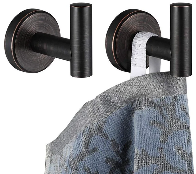 Main image of Bathroom Towel Hook Oil Rubbed Bronze, 304 Stainless Steel 0.8mm Coat Robe Clothes Hook for Bathroom Kitchen Garage Wall Mounted (Pack of 2), TH100-ORB-P2