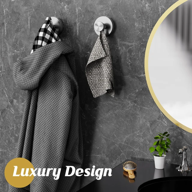 Alt view image 6 of 6 - Suction Cup Hooks for Shower,Removable Shower Towel Suction Hooks for Bathroom Wall,Kitchen,Glass,Mirror,Tile to Hang Robes,Loofah-Silver(4-Pack)
