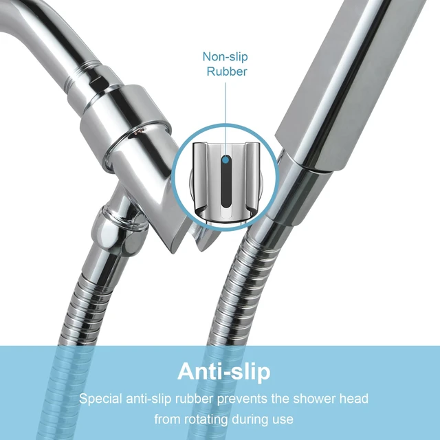 Alt view image 3 of 7 - Shower Head Holder All Metal for Handheld Shower Head, Adjustable Shower Arm Mount with Solid Brass Pivot Ball, 1/2 in IPS Female Inlet and Male Outlet, Chrome