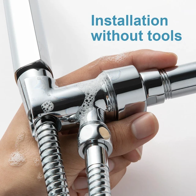 Alt view image 6 of 7 - Shower Head Holder All Metal for Handheld Shower Head, Adjustable Shower Arm Mount with Solid Brass Pivot Ball, 1/2 in IPS Female Inlet and Male Outlet, Chrome