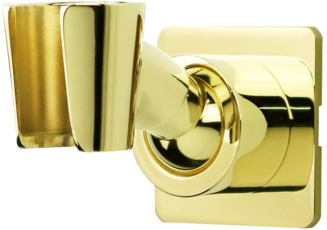 Main image of Shower Head Holder Handheld Shower Wand Holder Adjustable Shower Head Bracket Shower Wall Mount Holder, Polished Brass/Gold Finish, Drill Free Glue Installation