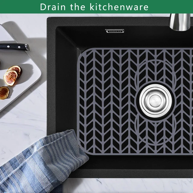 Alt view image 3 of 7 - Sink Protectors for Kitchen Sink 19x13 & 24x12.5 & 13x11 & 26x14 & 28x14 & 29x15, Large Silicone Mats Grid for Bottom of Farmhouse Stainless Steel (19x12.5 with 3 Reserved Holes)