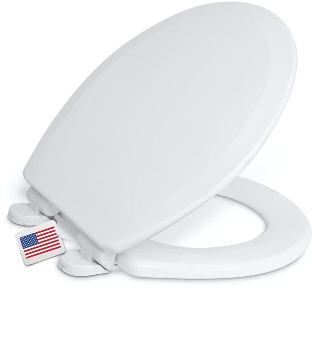 Main image of Round Toilet Seat, Slow Close, Wood Core/Plastic Finish, USA, Crane Heavy-Duty Wood Core with Plastic Scratch-Resistant Finish, Made in the USA, DSAMAZ7SC-301