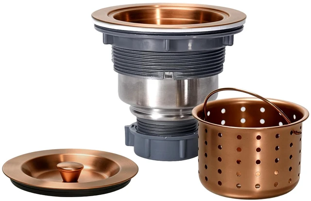 Main image of 3/1-2 Inch Sink Drain Assembly Antique Copper Kitchen Sink Drain Kit Copper Stainless Steel Sink Basket Strainer Rubber Stopper, Sealing Lid/Removable Deep Waste Basket for Home, Kitchen