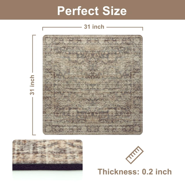 Alt view image 3 of 7 - Stair Treads Non-Slip Matching Mat for Wooden Steps 31"x31" Stair Rugs Square Capet Stair Treads Rubber Backing Stair Runner Anti-Slip Stair Landing Mat 31x31 Inch Stair Rugs Carpet for Stairs