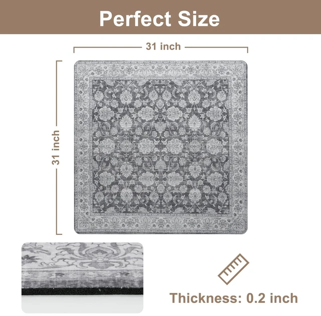 Alt view image 2 of 7 - Non-Slip Stair Treads Matching Mat for Wooden Steps 31"x31" Square Rubber Backing Anti-Slip Stair Carpet Landing Mat Stair Rugs Gray Carpet for Stairs