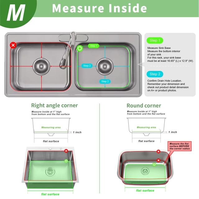 Alt view image 5 of 7 - 304 Stainless Steel Sink Protector Rack Rust-Resistant Grid for Kitchen Sink Bottom, Scratch Prevention, Drainage Support, Fits Sinks 16.15" x 12.4", Center Drain Hole Required