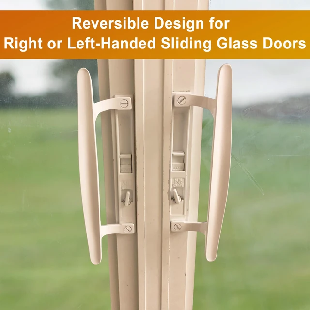 Alt view image 5 of 6 - Flush Mount Non-Keyed Sliding Glass Door Handleset, 6-5/8" H.C., Fits 1" to 1-1/8" Thick Doors, Features Night Lock & Hook Latch, Non-Handed, White Diecast (Pack of 2)