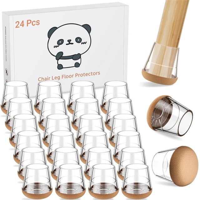 Main image of 24 PCS Silicone Chair Leg Floor Protectors Extra Small(0.6"-0.8") Rubber Felt Furniture Pads Chair Legs Caps/Covers for Hardwood Floors, Tile from Scratches & Reduce Noise - Round, Clear