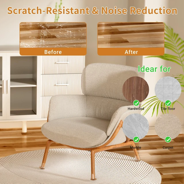 Alt view image 3 of 7 - 24 PCS Silicone Chair Leg Floor Protectors Extra Small(0.6"-0.8") Rubber Felt Furniture Pads Chair Legs Caps/Covers for Hardwood Floors, Tile from Scratches & Reduce Noise - Round, Clear