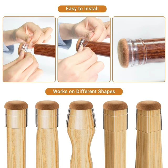 Alt view image 5 of 7 - 24 PCS Silicone Chair Leg Floor Protectors Extra Small(0.6"-0.8") Rubber Felt Furniture Pads Chair Legs Caps/Covers for Hardwood Floors, Tile from Scratches & Reduce Noise - Round, Clear