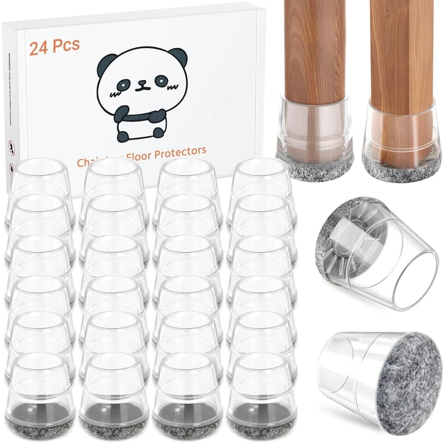 Main image of 24 PCS Silicone Chair Leg Floor Protectors Extra Small(0.6"-0.8") Rubber Felt Furniture Pads Chair Legs Caps/Covers for Hardwood Floors, Tile from Scratches & Reduce Noise - Round, Grey