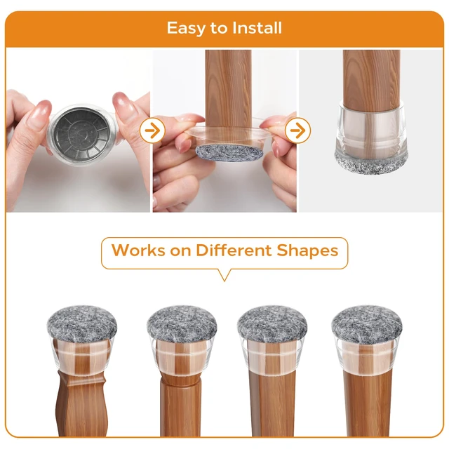 Alt view image 5 of 7 - 24 PCS Silicone Chair Leg Floor Protectors Extra Small(0.6"-0.8") Rubber Felt Furniture Pads Chair Legs Caps/Covers for Hardwood Floors, Tile from Scratches & Reduce Noise - Round, Grey