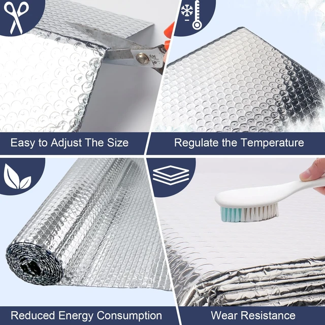 Alt view image 3 of 7 - Double Reflective Bubble Foil Insulation Foam, 23.6IN X 25.3FT Window Insulation for Summer Heat Reflective Window Film for Window, Garage Door, RV, Roof