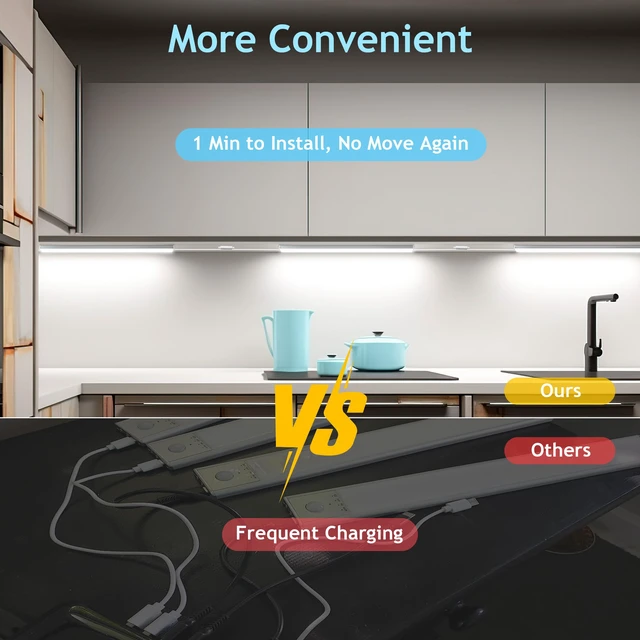 Alt view image 2 of 7 - 6 PCS 12-inch Plug-in Under Cabinet Lights, Ultra-Thin Multicolor Dimmable Lighting for Kitchen Cabinets, Counters, Workbenches, Desks and Shelves