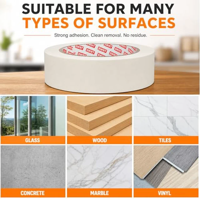 Alt view image 4 of 5 - Masking Tape 1 Inch Wide x 55 Yds, 12 Rolls, White Painters Tape (Pack of 2)