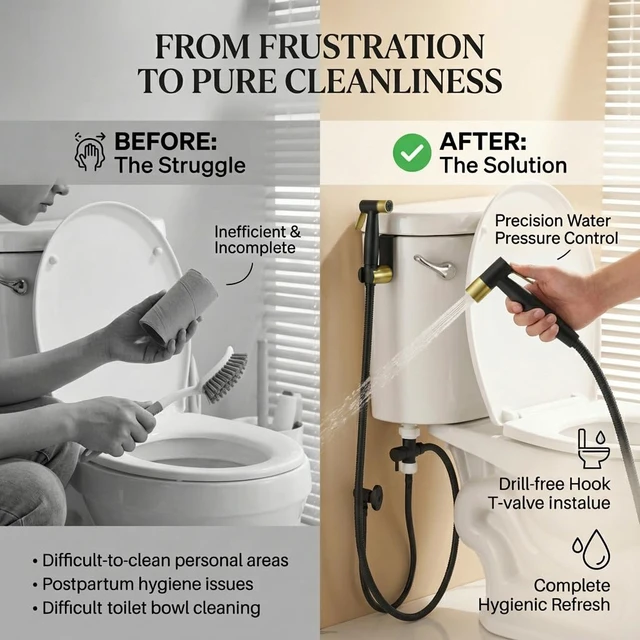 Alt view image 7 of 7 - Handheld Bidet Sprayer for Toilet, Stainless Steel Metal Made Baby Cloth Diaper Spraying Kit, Bathroom Toilet Bidet Attachment Set for Bathing Pets and Feminine Washing,Matte Black and Gold