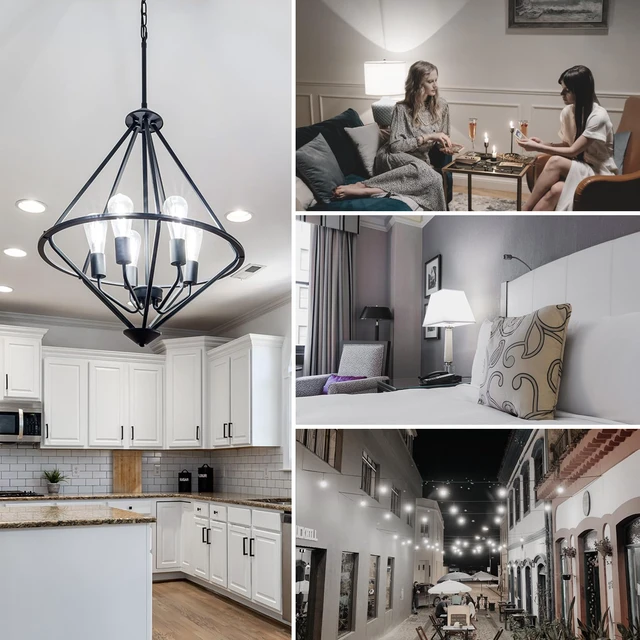 Alt view image 6 of 6 - 4 Pack Vintage LED Edison Bulbs, E26 LED Bulb 60W Equivalent, Dimmable LED Light Bulbs, 8W High Brightness 800 LM Daylight 5000K, ST58 Antique Filament Bulbs, Clear Glass Style for Home