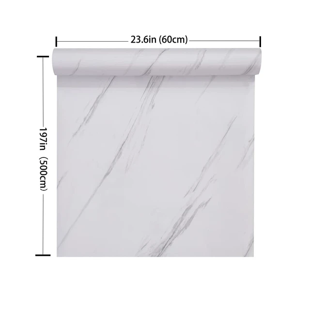 Alt view image 7 of 7 - Marble Contact Paper White Peel and Stick Wallpaper 23.6"×197" Glossy Marble Wallpaper Self Adhesive Removable Wallpapers Waterproof Countertop Paper for Cabinet Furniture Kitchen Vinyl