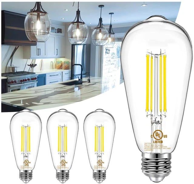 Main image of 4 Pack Vintage LED Edison Bulbs, E26 Led Bulb 60W Equivalent, Dimmable Led Light Bulbs, High Brightness 800 LM Neutral White 4000K, ST58 Antique Filament Bulbs, Clear Glass Style for Home