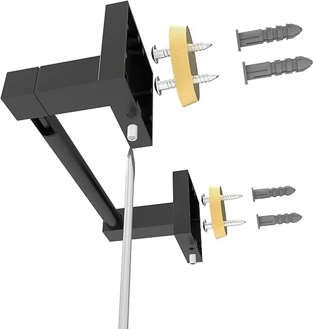 Alt view image 5 of 7 - Matte Black Toilet Paper Holder Wall Mount for Bathroom, 2 Pack Dual-Post Pivoting Tissue Roll Holder with Square Base, Rustproof 304 Stainless Steel, Screw-in, for Hotel Apartments, Modern