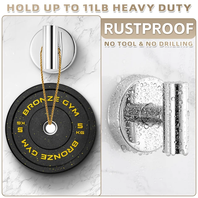Alt view image 4 of 6 - Suction Cup Hooks for Shower - Bathroom Reusable Hooks for Towels, Robes & Loofah - No-Drill Mounting on Kitchen,Walls,Metal,Glass,Mirrors,Tile & Smooth Non-Porous Surfaces (2, Chrome Polished)