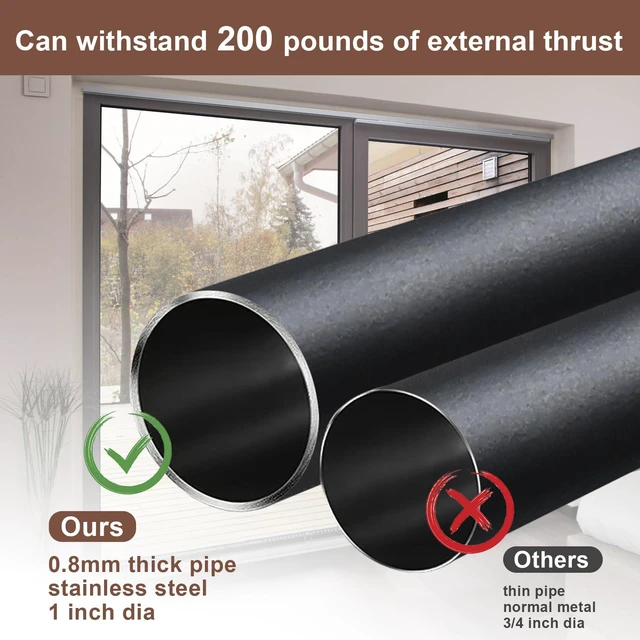 Alt view image 2 of 7 - Sliding Door Security Bar17-50 inch Adjustable Patio Door Security bar with Rubber Tips Apartment Bedroom Bottom of Door Heavy Duty Interior Black