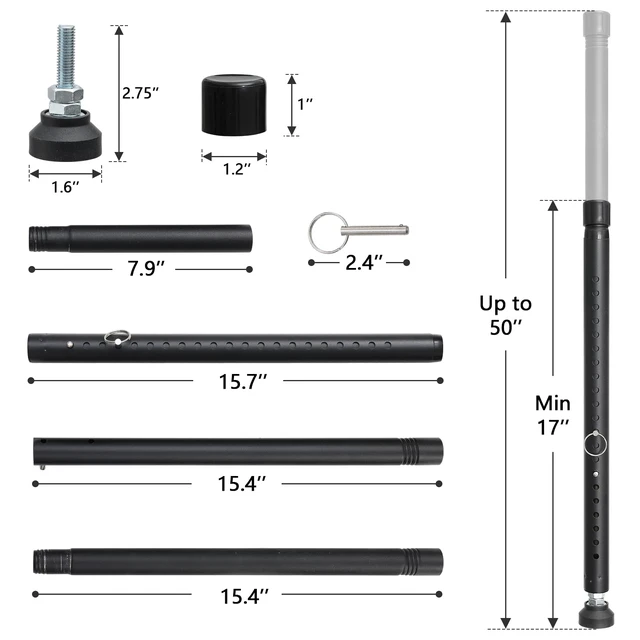 Alt view image 5 of 7 - Sliding Door Security Bar17-50 inch Adjustable Patio Door Security bar with Rubber Tips Apartment Bedroom Bottom of Door Heavy Duty Interior Black