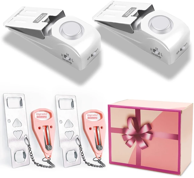 Main image of 4 Pack Portable Door Lock, Hotel Travel Door Lock Security for Home, Pink Hotel Safety Device for Door Security, Portable Lock for Hotel Room, Apartment, College Dorm and Travel, Pink