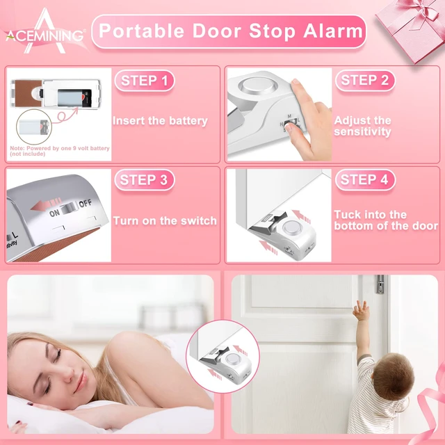 Alt view image 3 of 7 - 4 Pack Portable Door Lock, Hotel Travel Door Lock Security for Home, Pink Hotel Safety Device for Door Security, Portable Lock for Hotel Room, Apartment, College Dorm and Travel, Pink