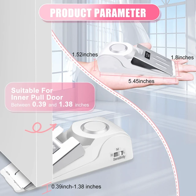 Alt view image 5 of 7 - 4 Pack Portable Door Lock, Hotel Travel Door Lock Security for Home, Pink Hotel Safety Device for Door Security, Portable Lock for Hotel Room, Apartment, College Dorm and Travel, Pink